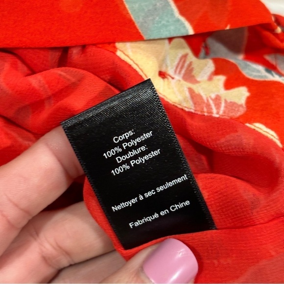 ASTR the label Pleated Sleeve Floral Wrap Top Kimono Sleeve in Red Size XS - Picture 12 of 16